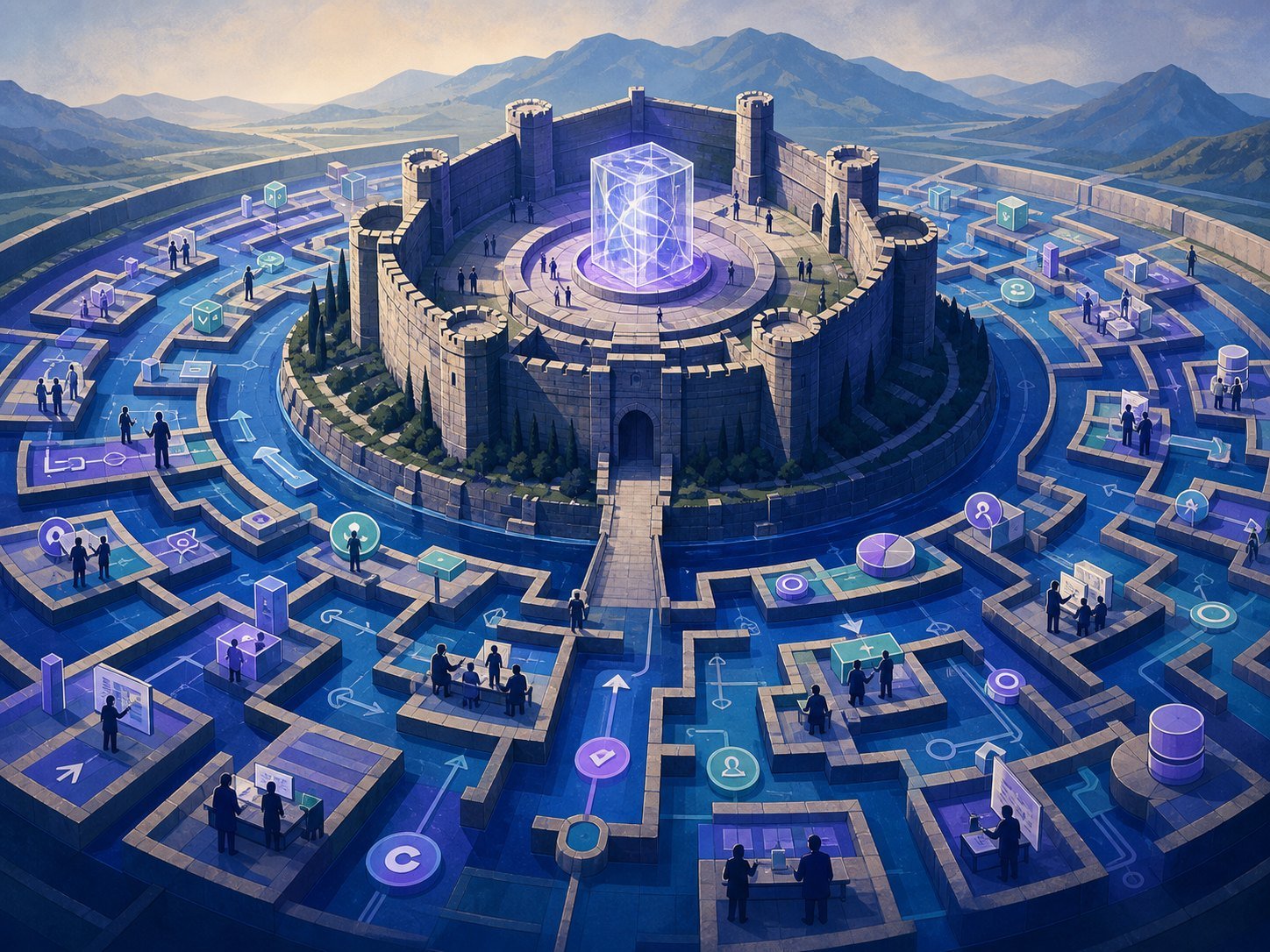 A business system protected not by the glowing model at its center but by a deep moat of processes and customer context